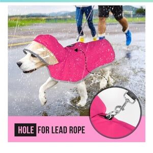 SlowTon Dog Raincoat Size L Clear Hooded Double Layer Waterproof Reflective